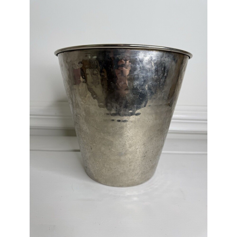 Restoration Hardware Silver Tone Metal Bucket Planter Ice Bucket Modern Decor